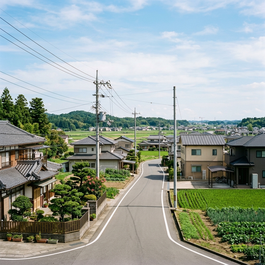 愛知県愛知郡東郷町の住宅街と丘陵地