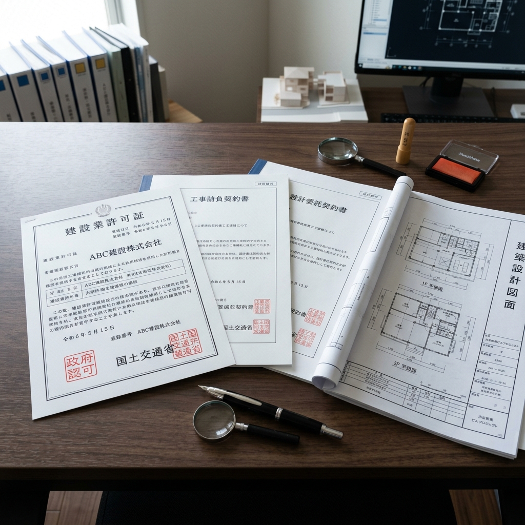 建設業許可証・契約書類のイメージ